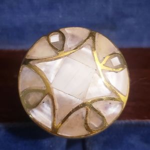 Mother of pearl and brass inlay drawer knob pull